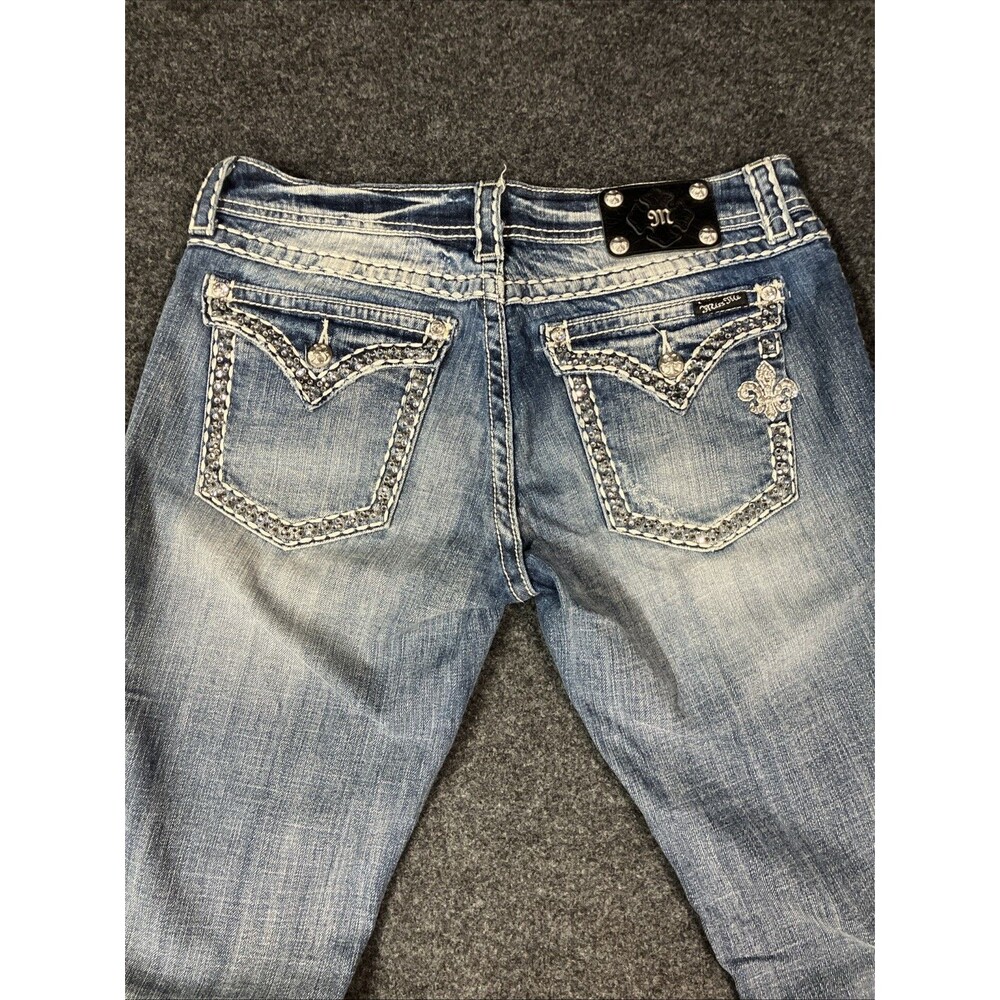 Miss Me Jeans 32x31 Bootcut Fleur De Lis Embellished Bling Rhinestone JE5380BR